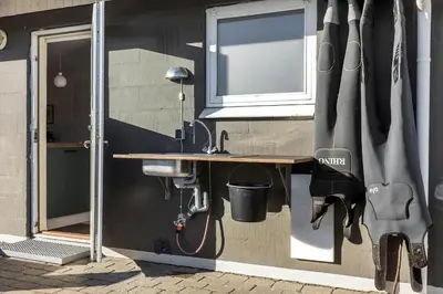 a kitchen with a sink next to a window at 148-Thisted-Fiskervej-74 in Thisted