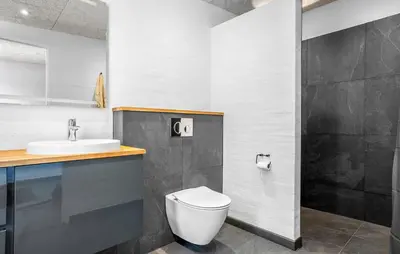 a bathroom with a toilet and a sink at Awesome Home In Spøttrup With Wifi in Spottrup