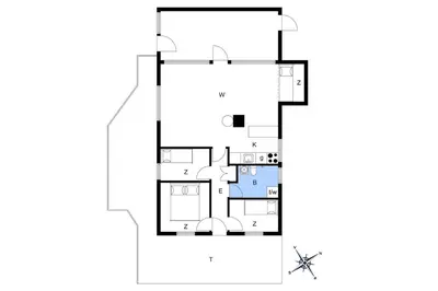 a drawing of a floor plan of a house at LK1709-Lokken-Ruthsvej-12 in Løkken