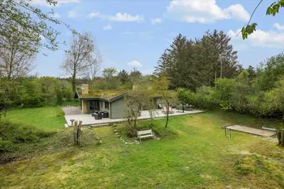 an aerial view of a yard with a house at BL128-Saltum-Klaus-Bjergsvej-9 in Saltum