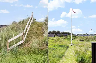 two pictures of a fence and a flag pole in a field at BL416-Saltum-Revlingevej-28 in Saltum