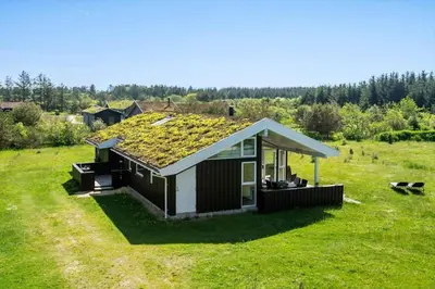 a small house with a grass roof on a field at BL512-Saltum-Trehoje-2 in Saltum