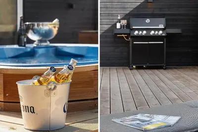 a bucket of beer in front of a hot tub at LK2146-Lokken-Redningsstien-2 in Løkken