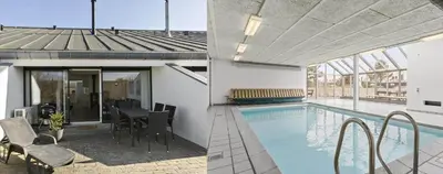 a house with a swimming pool with a table and chairs at BL1538-Blokhus-Ferren-42 in Blokhus
