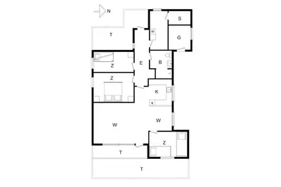 a house with a viewfloor plan at BL224-Pandrup-Rodhusparken-91 in Pandrup