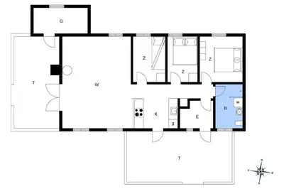 a floor plan of a house at BL1758-Saltum-Porsevej-23 in Saltum