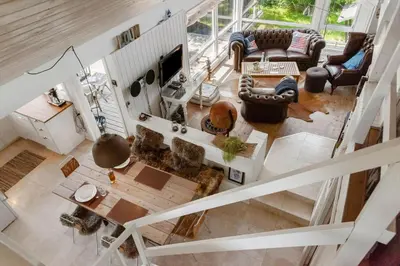 an overhead view of a living room with furniture at BL1211-Blokhus-Carl-Nielsensvej-3 in Blokhus
