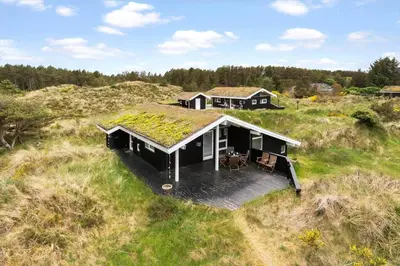 an overhead view of a house with a grass roof at BL343-Saltum-Raabukvej-24 in Saltum