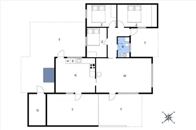 a floor plan of a house at BL1680-Blokhus-Klitgaardsvej-18 in Blokhus