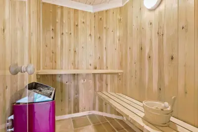 a inside of a sauna with a trash can at BL1647-Saltum-Graabakken-46 in Saltum