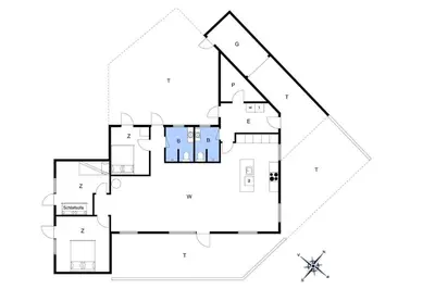 a house in the woodsfloor plan at BL1573-Blokhus-Soren-Tjenersvej-3 in Blokhus