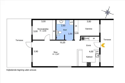a floor plan of a house at BL1520-Blokhus-Klitgaardsvej-3-B in Blokhus