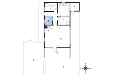 a drawing of a floor plan of a house at BL1616-Blokhus-Moreavej-18 in Blokhus