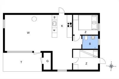 a drawing of a house plan at BL1523-Saltum-Skanderborgvej-14 in Saltum