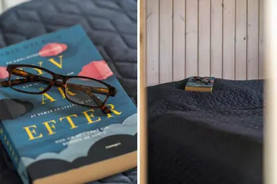 a book and a pair of glasses sitting on a bed at 138-Harboore-Neerlandiavej-6 in Harboør