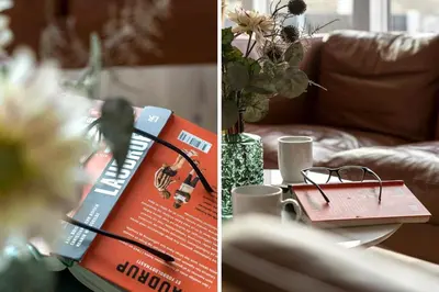a book sitting on a table with glasses on it at 226-Harboore-Nautilusvej-5 in Harboør