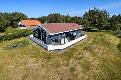 an overhead view of a house on a field at 102-Harboore-Vejlby-Klit-21 in Harboør