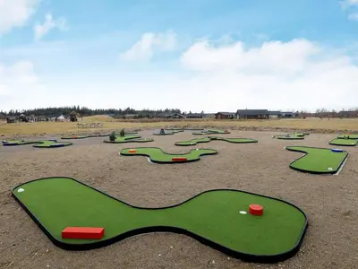 a group of miniature golf courses in a field at 6 person holiday home in Brovst-By Traum in Brovst