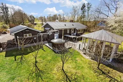an aerial view of a house with a gazebo at LF14223-Roslev-Livovej-9 in Roslev
