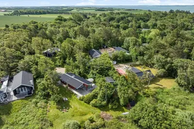 an aerial view of a house in the woods at LF10221-Thyholm-Haervej-21 in Thyholm