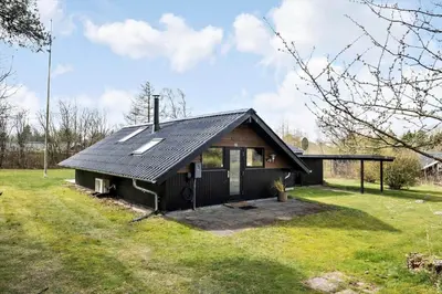 a house with a black roof in a field at JB229-Fjerritslev-Hasselvej-13 in Fjerritslev