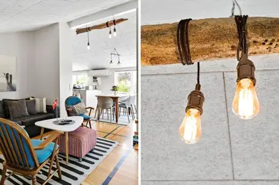 two views of a living room and a dining room at JB294-Fjerritslev-Perikumvej-72 in Fjerritslev