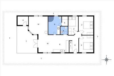 a house with a cross on the floor plan at JB876-Brovst-Kronvildtvej-40 in Brovst