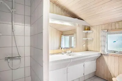 a bathroom with a sink and a shower at JB137-Fjerritslev-Markstien-15 in Fjerritslev