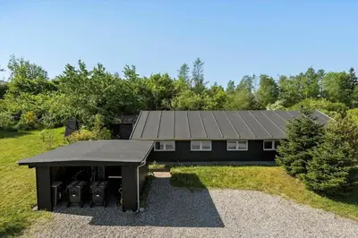 a black house with a large roof at JB231-Fjerritslev-Poppelvej-2 in Fjerritslev