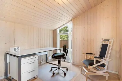 a home office with a desk and a chair at JB251-Fjerritslev-Egevej-5 in Fjerritslev