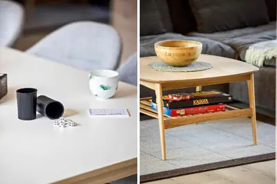 a coffee table with a bowl on top of a table at JB330-Fjerritslev-Perikumvej-12 in Fjerritslev
