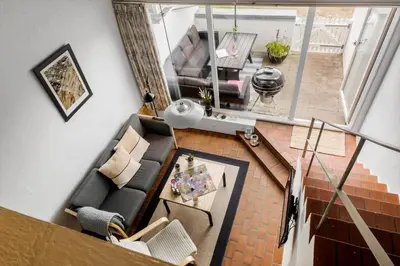 an overhead view of a living room with a couch at JB358-Brovst-Strandvejen-150-Lejl-126 in Brovst