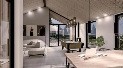 a living room with a table with a laptop on it at BL1127-Saltum-Bondagervej-23 in Saltum