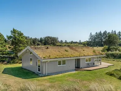 a house with a grass roof on top of it at Holiday Home Melita - 2km from the sea by Interhome in Blokhus