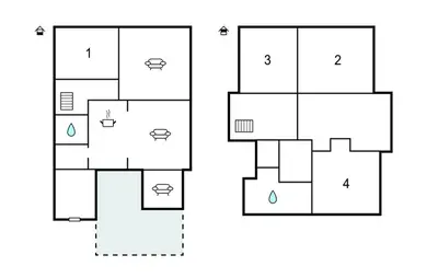 two diagrams of a house at Nice Home In Thyholm With Wifi in Thyholm