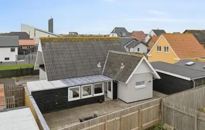 an aerial view of a house with a roof at Nice Home In Thyborøn With Wifi in Thyborøn