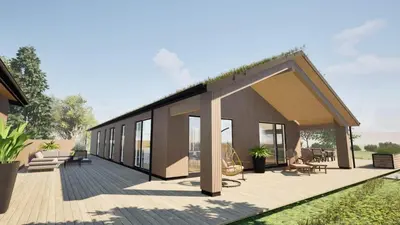 a rendering of a house with a deck at BL1153-Saltum-Bondagervej-64 in Saltum
