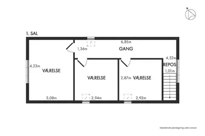 a floor plan of a house at Feddet, Jørgen's Feriehus in Lemvig