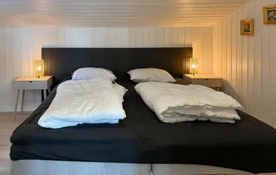 a large bed with two pillows on top of it at 3 Bedroom Awesome Home In Farsø in Farsø