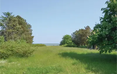 a field of grass with trees in the distance at Holiday Home Veslos With Fireplace I in Højstrup