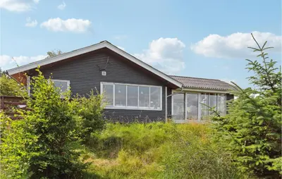 a black house with large windows in a yard at Three-Bedroom Holiday Home In Fur in Fur