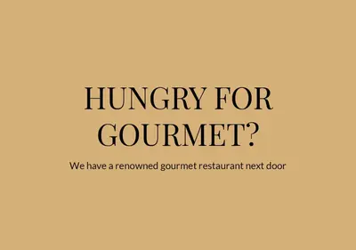 a sign with the words hungry for gourmet at Peak 12 Hotel in Viborg