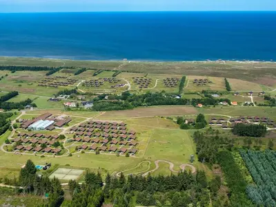 an aerial view of a park near the ocean at Vegsø Holiday Park Premium Retreat in Hanstholm
