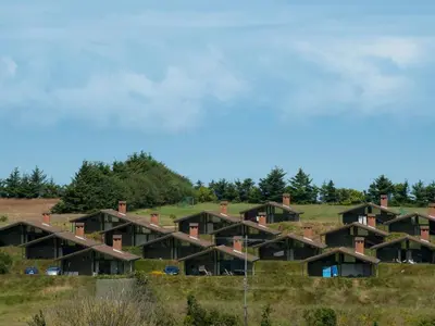 a group of houses on top of a hill at Vegsø Holiday Park Premium Retreat in Hanstholm