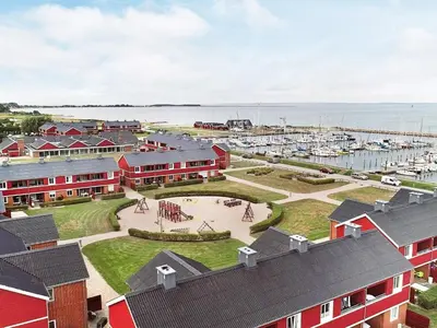 an aerial view of a town with a marina at 5 person holiday home on a holiday park in Lemvig in Lemvig