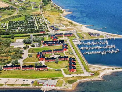 an aerial view of a marina with boats at 5 person holiday home on a holiday park in Lemvig in Lemvig