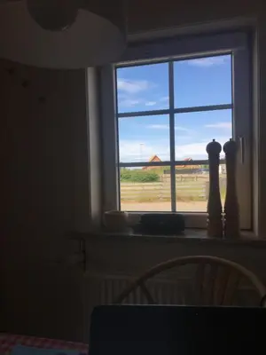 a window in a room with a view of a field at A Vesterhav - tæt på 18b og hotel in Harboør