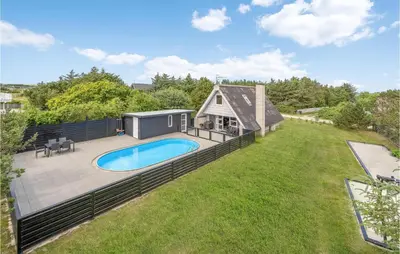 an overhead view of a backyard with a swimming pool at Nice Home In Vestervig With Wifi in Vestervig