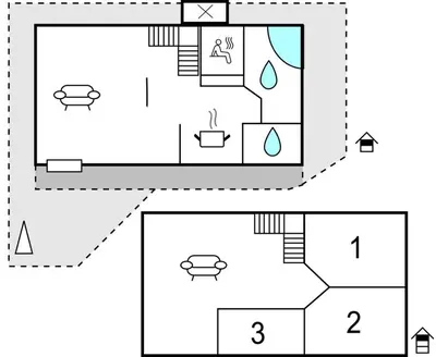 a schematic diagram of a bathroom with two diagrams at Three-Bedroom Holiday Home In Thisted in Thisted