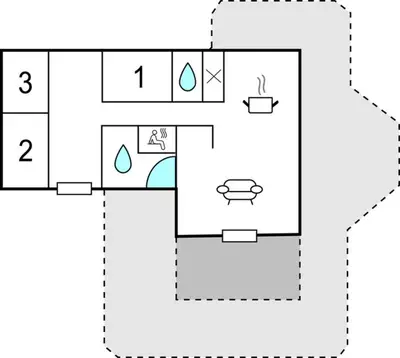 a plan of a bathroom with a toilet at Holiday Home Skovvej Thyholm Xii in Thyholm